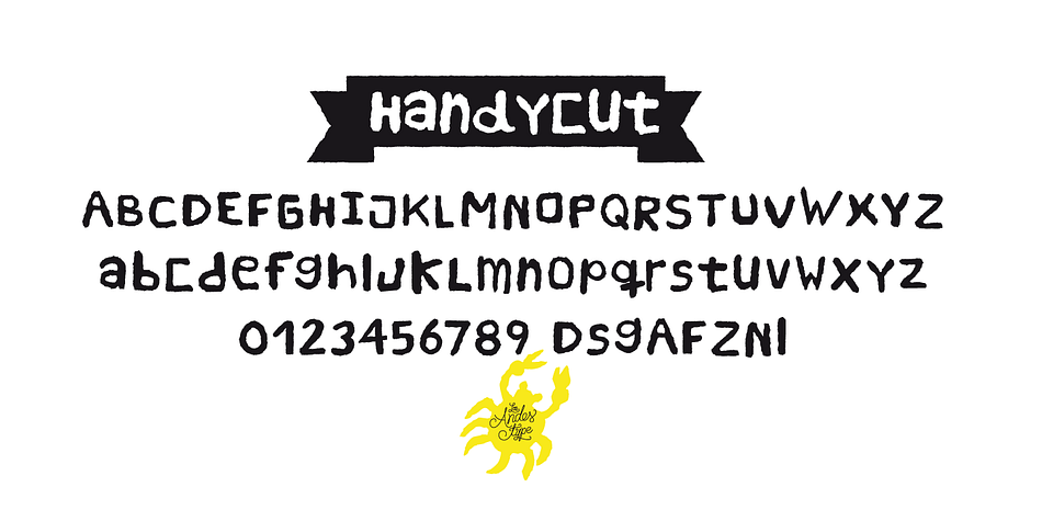 Displaying the beauty and characteristics of the Handy Cut font family.