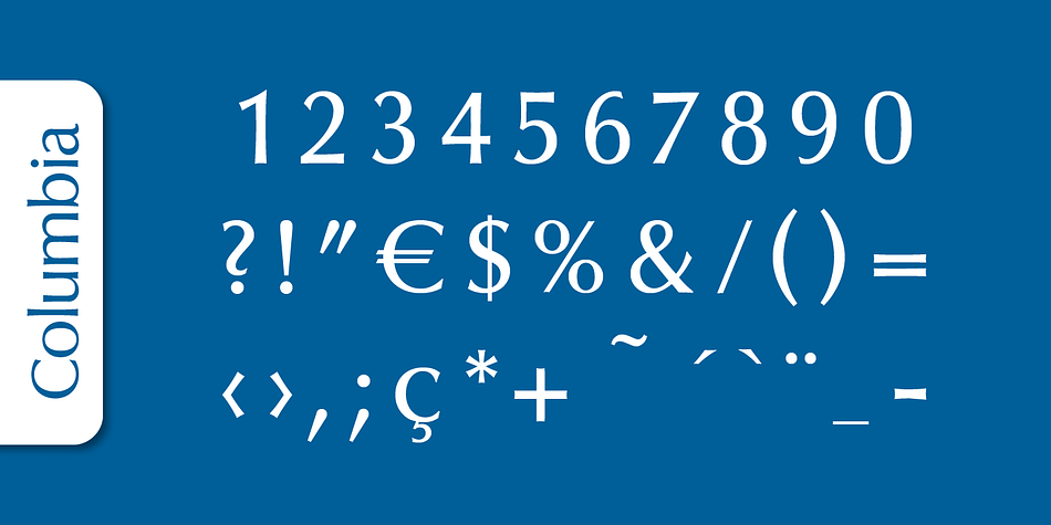 Columbia Serial font family example.