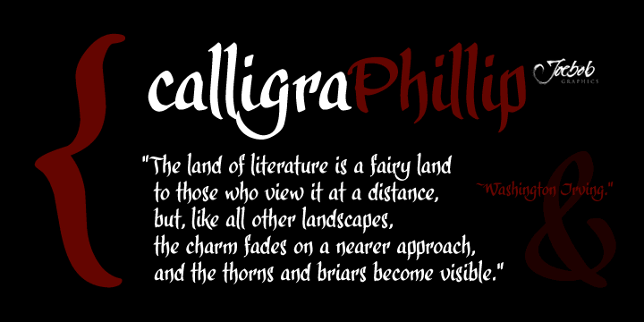 Displaying the beauty and characteristics of the calligraPhillip font family.