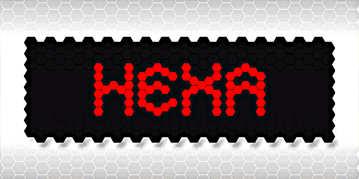 Hexa font family sample image.