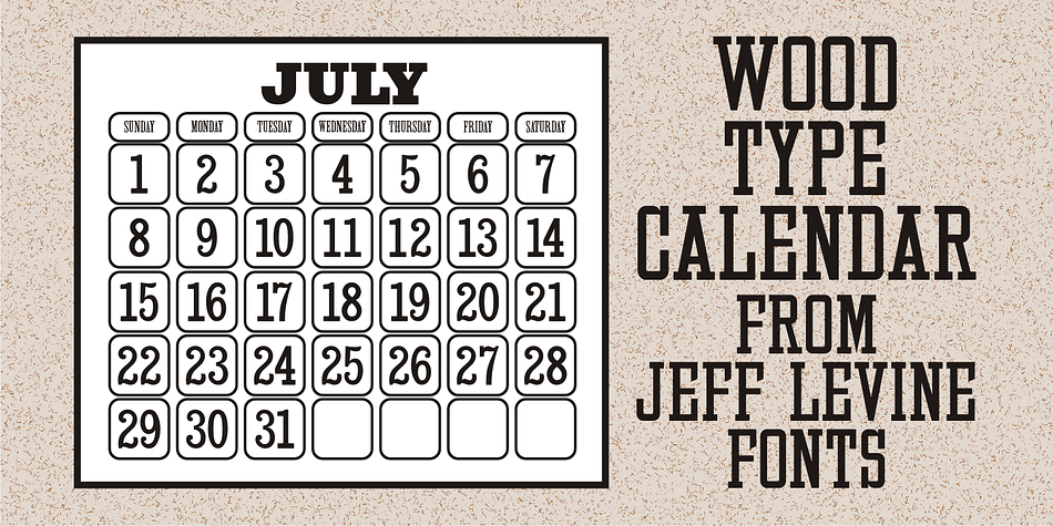 Wood Type Calendar JNL is a set of components for making monthly calendar pages.