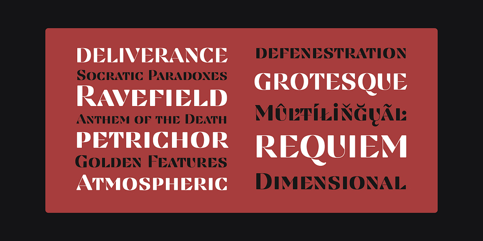 Highlighting the Findel Display font family.