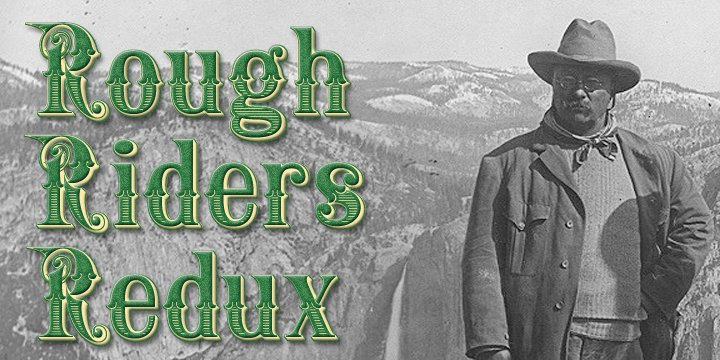 Rough Riders, along with our  Rough Riders Redux font, got its start from a small sample of letters used in the logo for the Beach Creek Railroad Co.