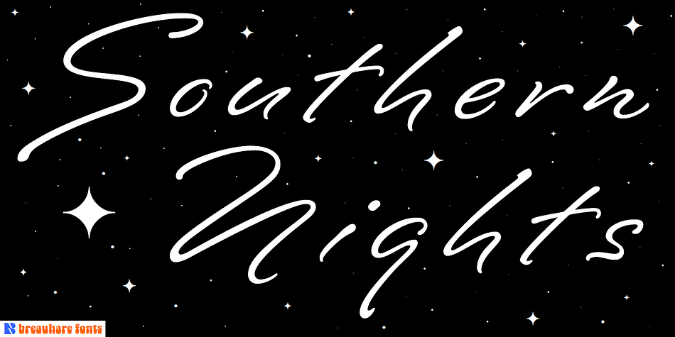 Based on the hit album by Glen Campbell, Southern Nights is the font with a style that