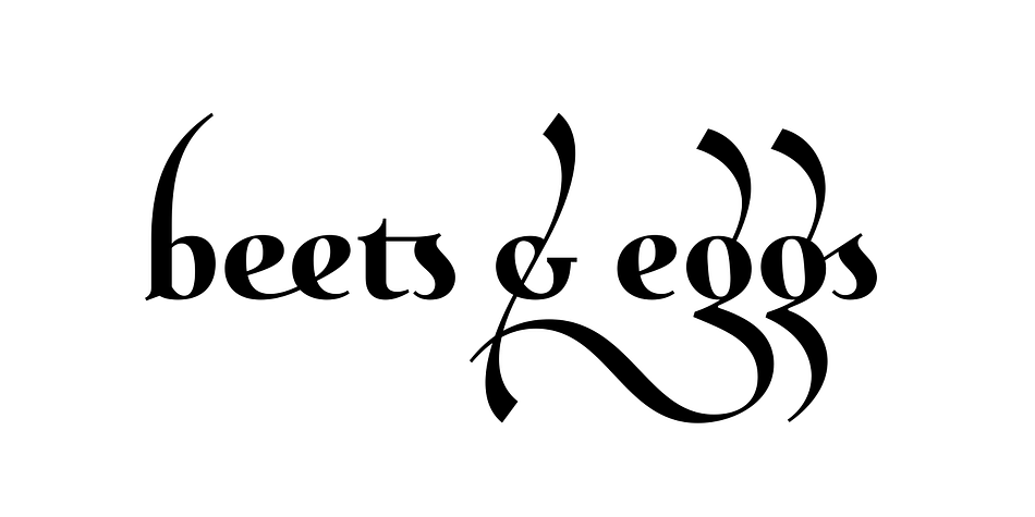 The calligraphic form of Maestrale is complemented by a matching text font (Maestrale Text) with short extenders, available in three cuts (a serif-style Roman, an upright Cursive, and a tilted Italic).
