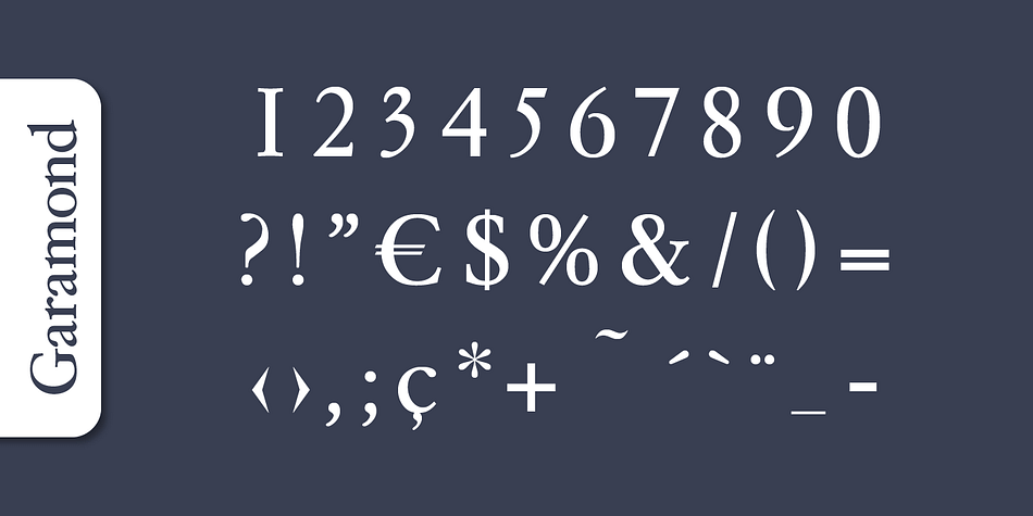 Garamond Serial font family example.