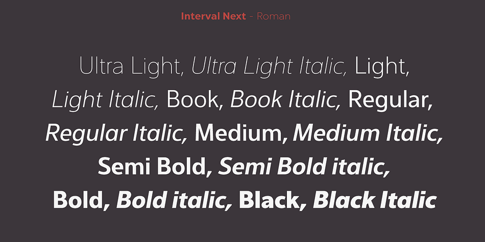 Interval Next font family sample image.
