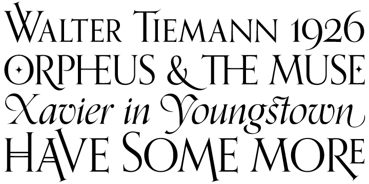 Tiemann was already famous for having an incomparable instinct for the construct and proportions of classic Roman caps, something that shows in spades here, but the surprising genius of Orpheus at the time was how it managed to seamlessly combine an expert vision of the traditional empire caps with a lowercase that showcases a very fine and precise infusion of that efficienct rhythm of modern minimalism that was all the rage in Germany at the time, which of course lives on to this very day.