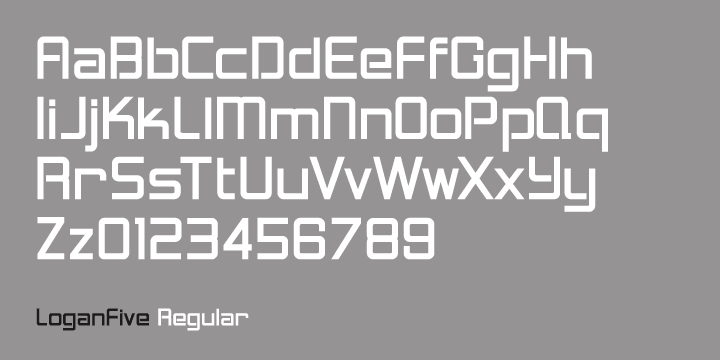 LoganFive font family example.