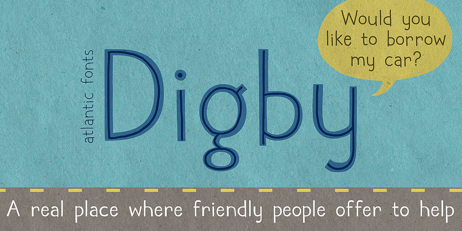 Digby font family sample image.