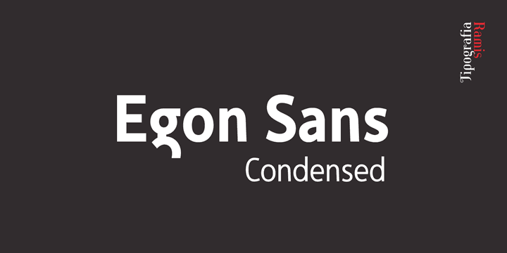 Egon Condensed is a geometric sans serif typeface family built in nine styles ó light, regular, bold weights in roman and italic respectably, plus three alternatives in roman.