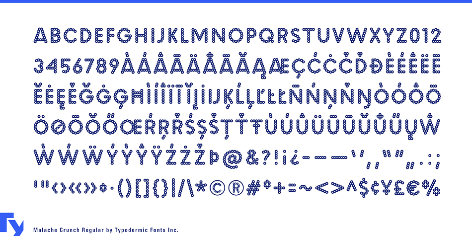 Displaying the beauty and characteristics of the Malache Crunch font family.