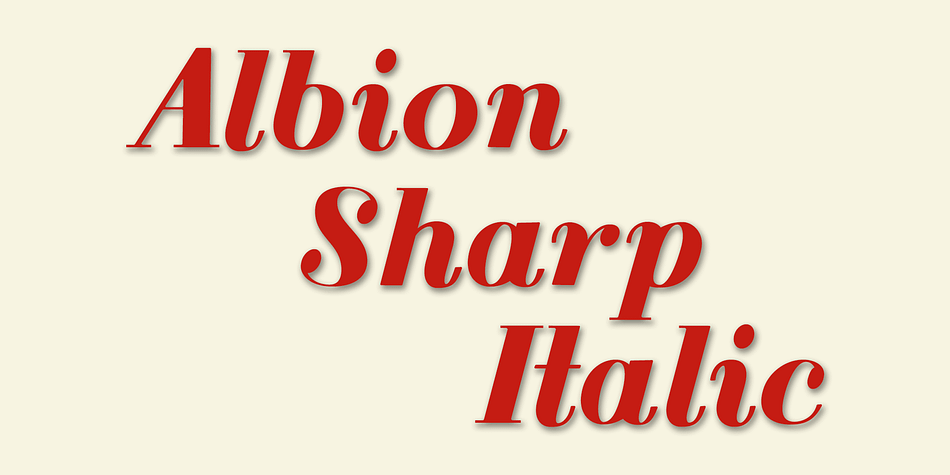 Displaying the beauty and characteristics of the Albion Sharp Italic font family.