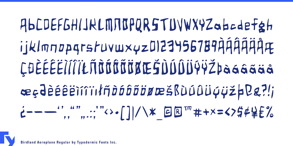 Displaying the beauty and characteristics of the Birdland Aeroplane font family.