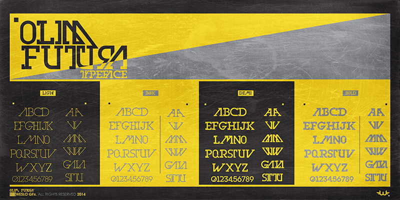 OLIM FUTURA is Lubalin Graph font inspired by similarities and Avant Garde was designed by the success that my source had dark moon and breeze devil and decided to do something different and I hope you like futuristic.