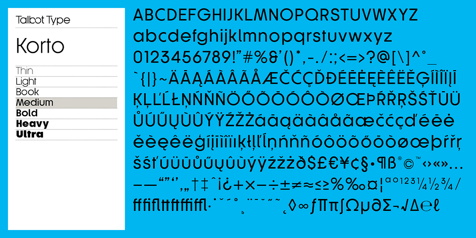 Emphasizing the favorited Korto font family.