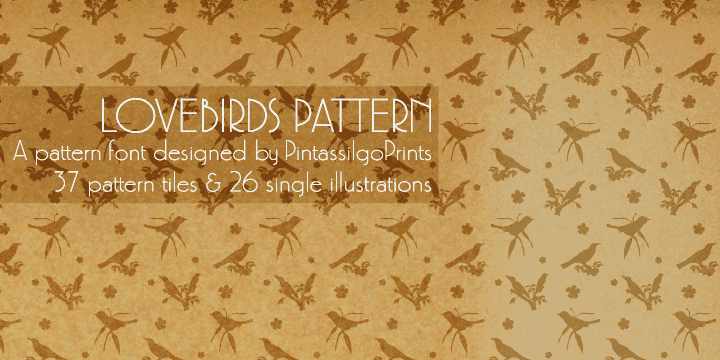 It is the sister font of LoveBirds, which brings a handful of charming birds silhouettes.