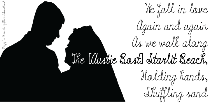 Austie Bost Starlit Beach is a happy, straight forward connecting cursive font.