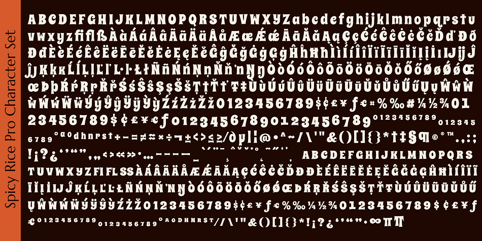 Spicy Rice Pro font family sample image.
