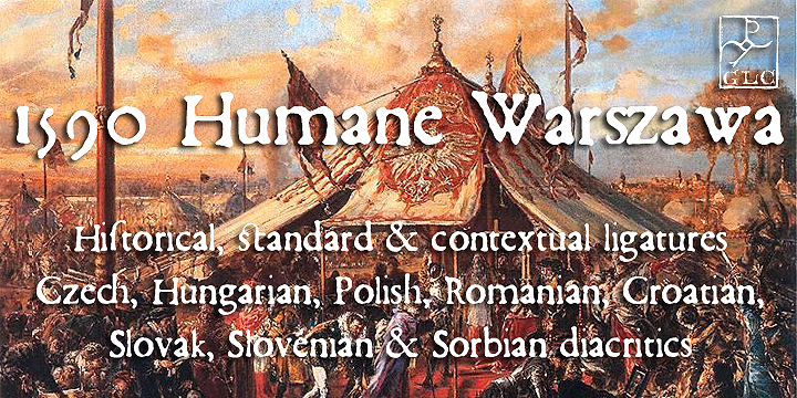 Displaying the beauty and characteristics of the 1590 Humane Warszawa font family.