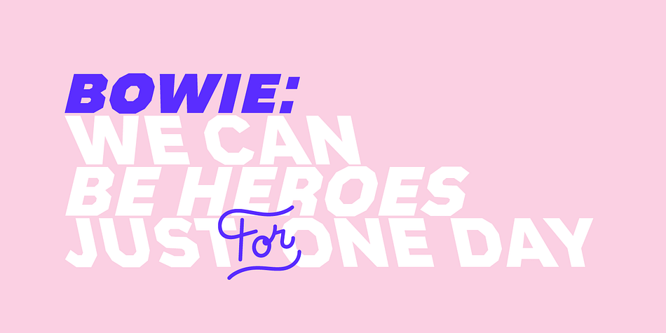 Bowie is a twenty font, dingbat and display sans family by Latinotype.