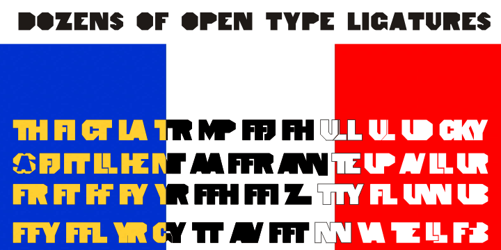 HeptagonFrench font family sample image.