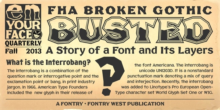 Atkinson presented this hand lettered style as Broken Poster.