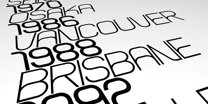 A modern geometric typeface with precise radius detailing.