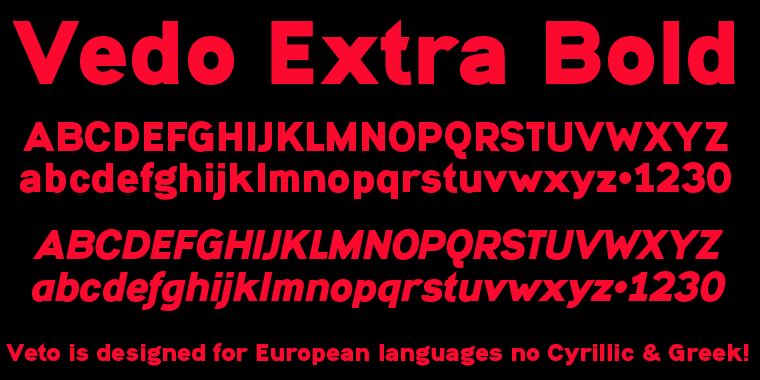 Vedo is a new, sturdy Sans Monoline in 7 weights and 7 Italic cuts.