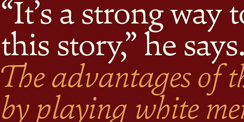 Inspired by early prints from Venice like Jensen and Manutius, it follows its own formal concept of a contemporary design – a stable typeface with strong text qualities and graphic appeal.