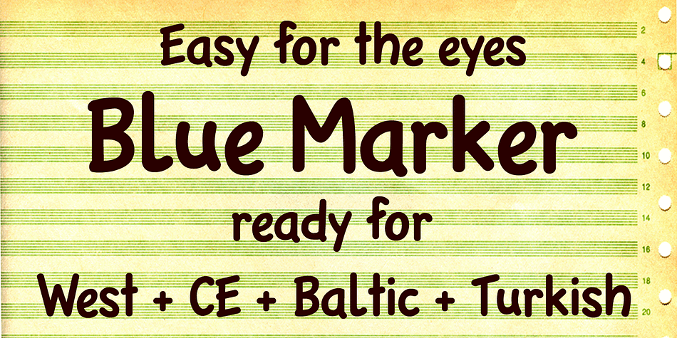 The Blue Marker font is an informal and friendly typeface inspired by a felt-tip pigment marker used for flipchart drawing.