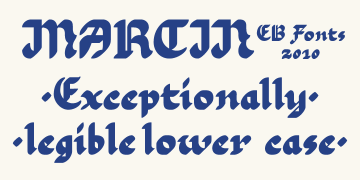 EB Martin font family sample image.