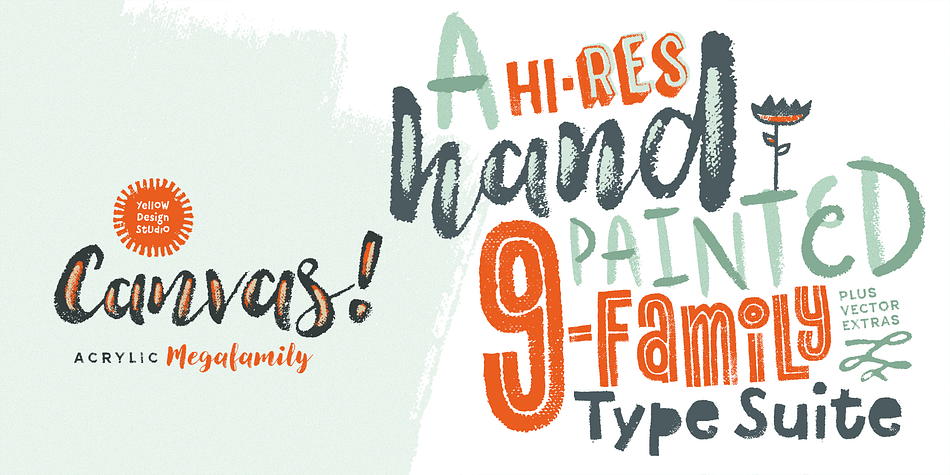 Canvas is a thirty-nine font, multiple classification family by Yellow Design Studio.