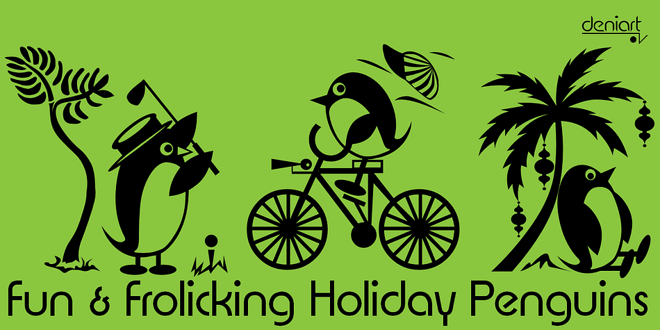 Displaying the beauty and characteristics of the Holiday Penguins font family.