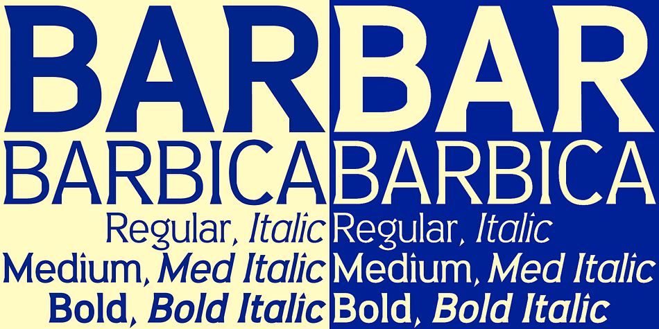 BARBICA is a glyphic typeface with the clean feel of a sans.