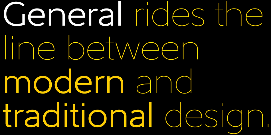 Highlighting the General font family.