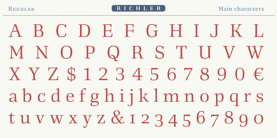 Richler PE font family sample image.