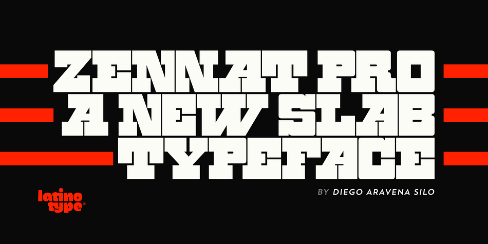 Zennat Pro font family sample image.