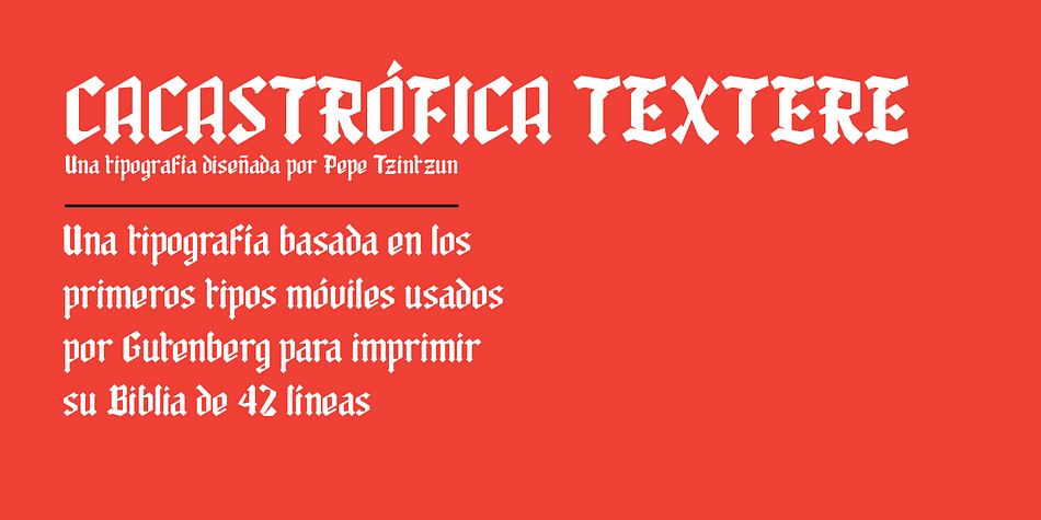 Displaying the beauty and characteristics of the Cacastrofica Textere font family.