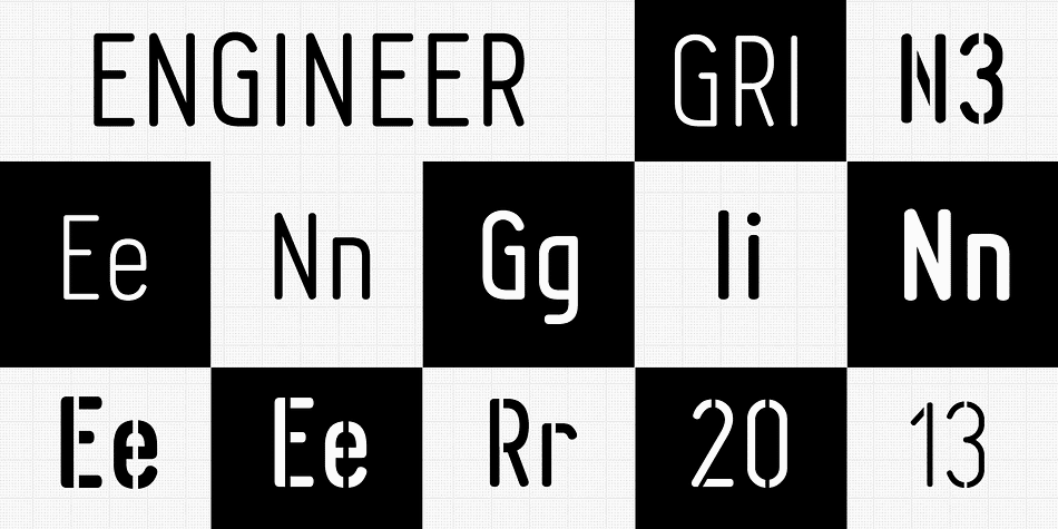 Engineer is a new, completely redesigned and improved version of my font TechnicznaPomoc, which was released for the first time in 2001.