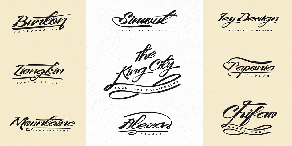 Highlighting the King City font family.