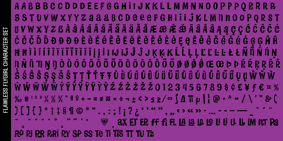 Displaying the beauty and characteristics of the Flawless Flygirl PB font family.