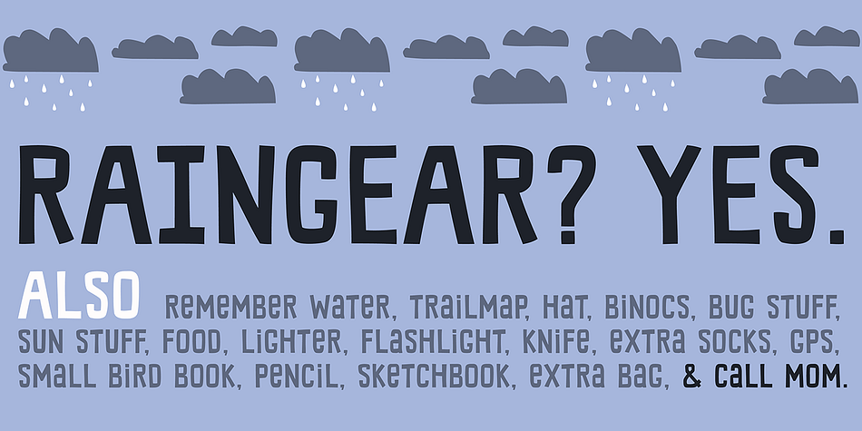 Trailmap font family sample image.
