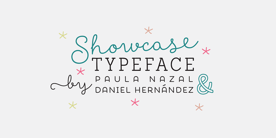 Showcase, the new typeface of Daniel Hernandez and Paula Nazal is a handmade font consisting of a set of types that are composed of four styles, one script, one sans, a slab, sans mini and finally a set of ornaments and dingbats , all made to work together in the same language.