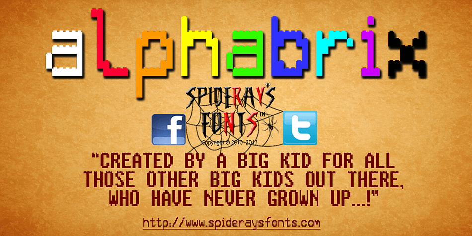 The font has been developed from my original Charity Font called Lego Brix that was created to help raise money for SHELTER The Housing and Homelessness Charity since then I have been asked to create a fully embeddable OTF version for commercial use.