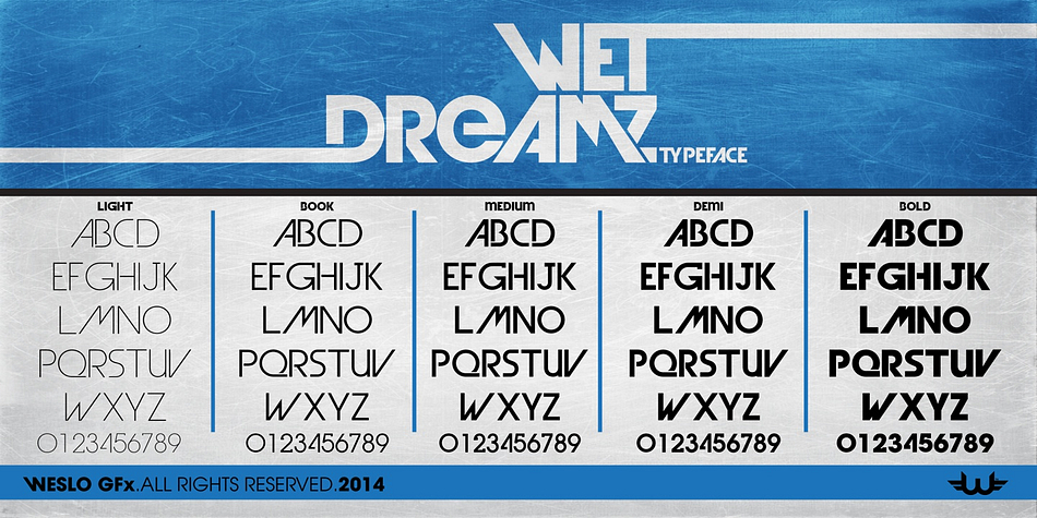 Displaying the beauty and characteristics of the Wet Dreamz font family.