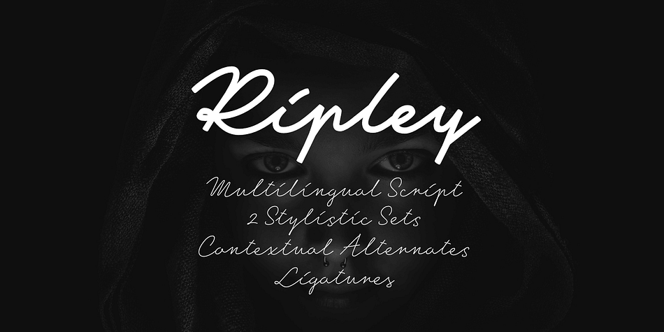 Ripley is a handwritten fully connected script with ligatures and contextual alternates to help with flow and readability.