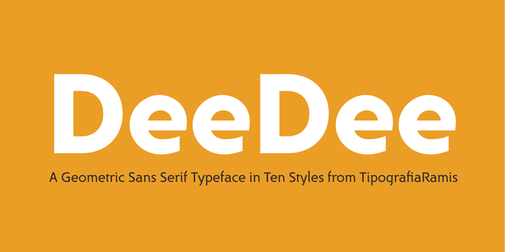 DeeDee is a geometric sans serif typeface family of ten styles – thin, light, regular, bold, heavy in roman and italic respectably.