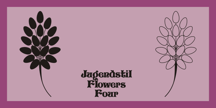 Jugendstil Flowers are a collection of dingbats fonts with ornaments, leitmotivs and fleurons, free inspired in the visual style from the golden age of the Art-Nouveau graphic movement.
