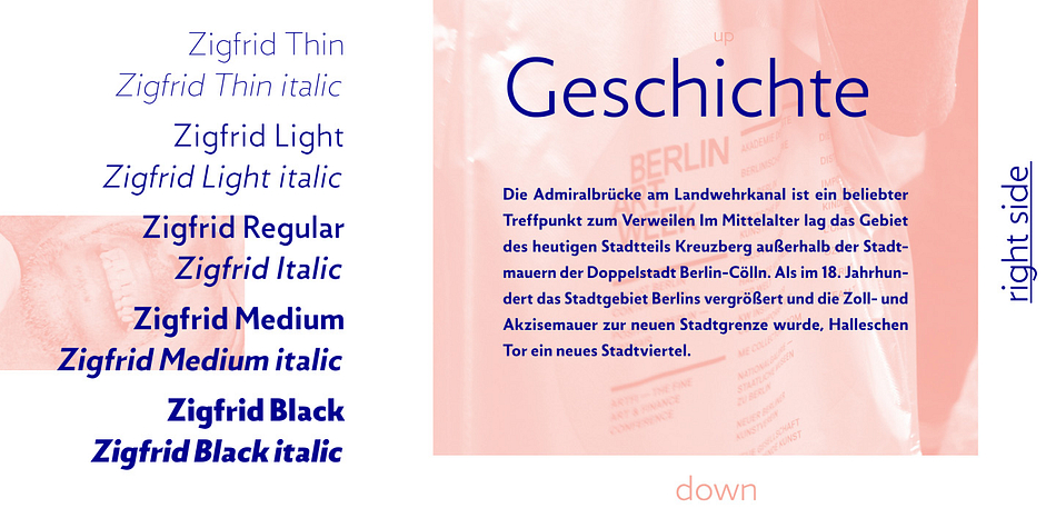 Highlighting the Zigfrid font family.